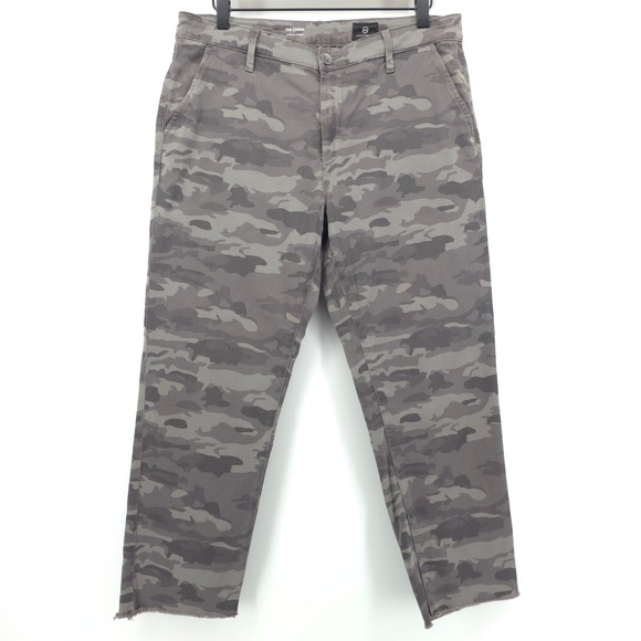 Ag Adriano Goldschmied Pants - AG Adriano Goldschmied Womens Pants The Caden 32x24 Grey Camo Tailored Trousers